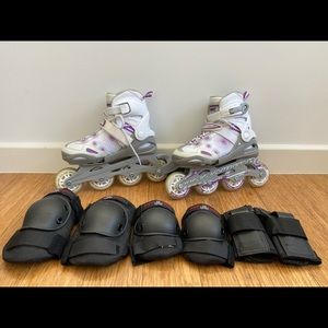 size adjustable roller blades with protection gear